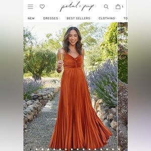 Orange/Rust pleated maxi dress size 4